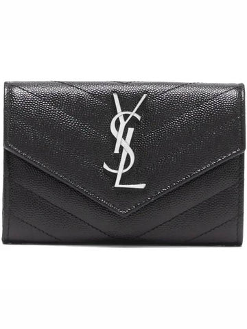 Envelope quilted silvertone logo fold card holder - SAINT LAURENT - BALAAN 1