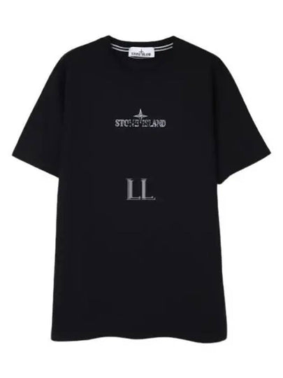 Logo Print Short Sleeve T-Shirt Black - STONE ISLAND - BALAAN 2