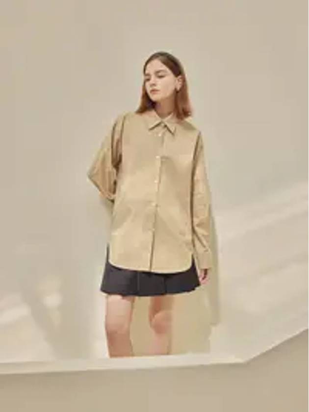 Women's Ally Collar Basic Shirt Beige - ARIFF - BALAAN 1