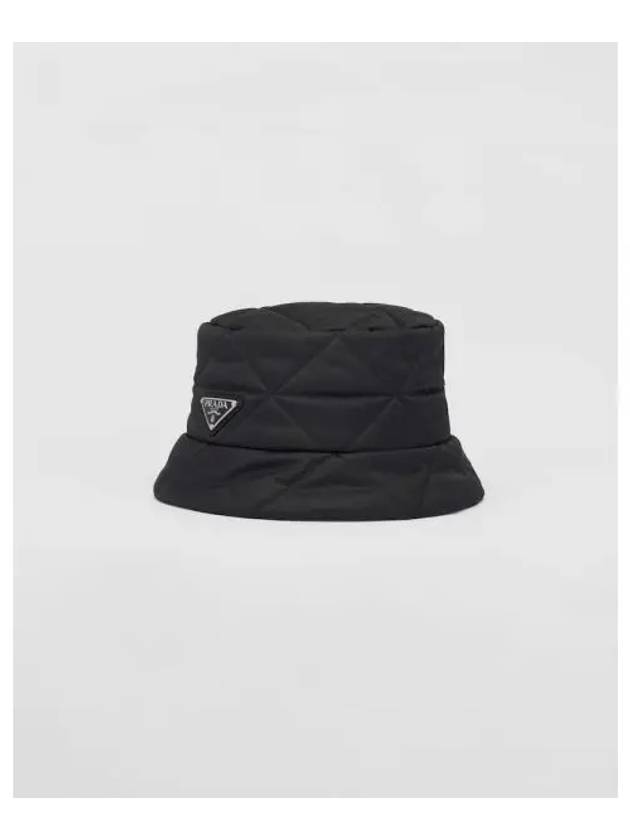 Triangular Logo Quilted Lineylon Bucket Hat Black - PRADA - BALAAN 2