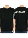 Stripes Six Print Cotton Short Sleeve T-Shirt Black - STONE ISLAND - BALAAN 3