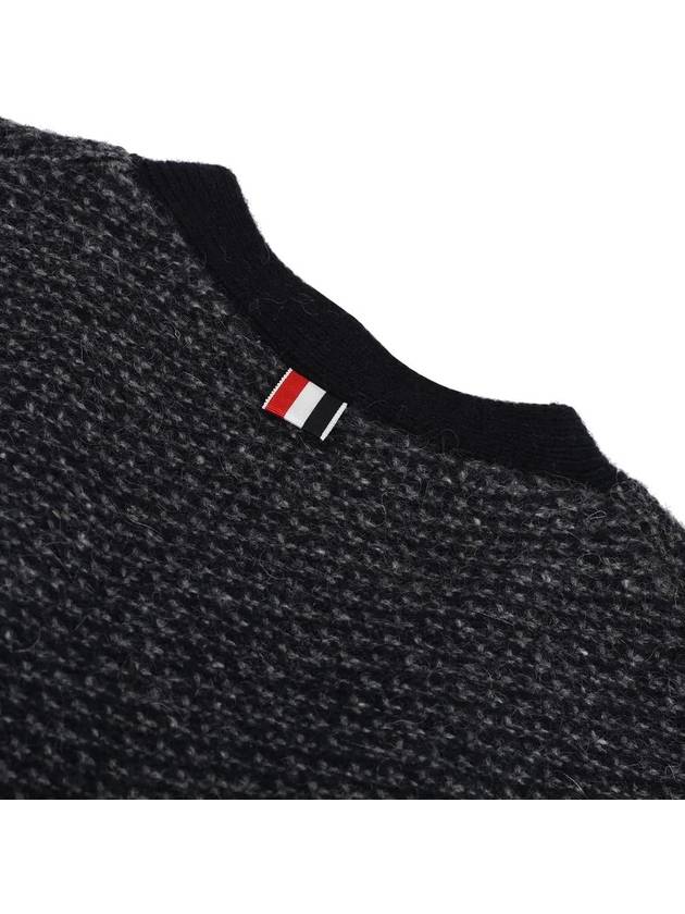 Donegal 4-Bar Relaxed V-Neck Cardigan Navy - THOM BROWNE - BALAAN 5