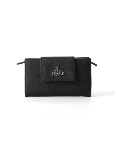 Saffiano New Medium Wallet Black - VIVIENNE WESTWOOD - BALAAN 1