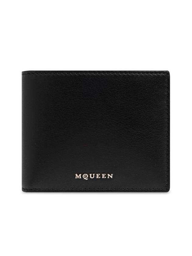 Logo Plaque Bifold Half Wallet Black - ALEXANDER MCQUEEN - BALAAN 1