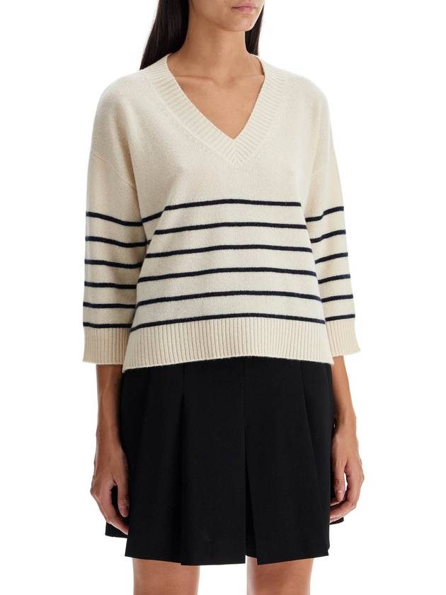 LEVA Oversized Cashmere Knit Top Ecru Blue - WEEKEND MAX MARA - BALAAN 3