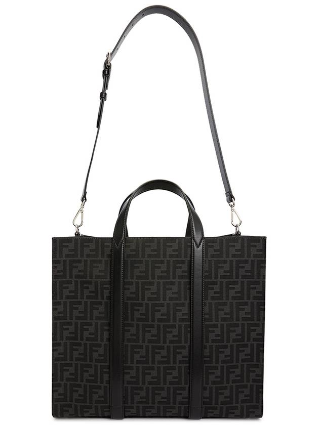 FF Jacquard Fabric Shopper Tote Bag Black - FENDI - BALAAN 8
