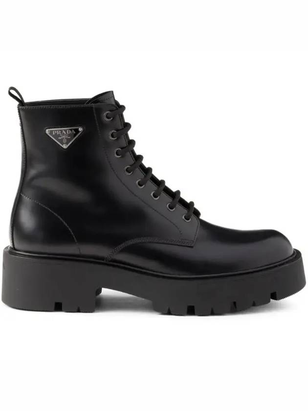 Brushed Leather Combat Boots Black - PRADA - BALAAN 2