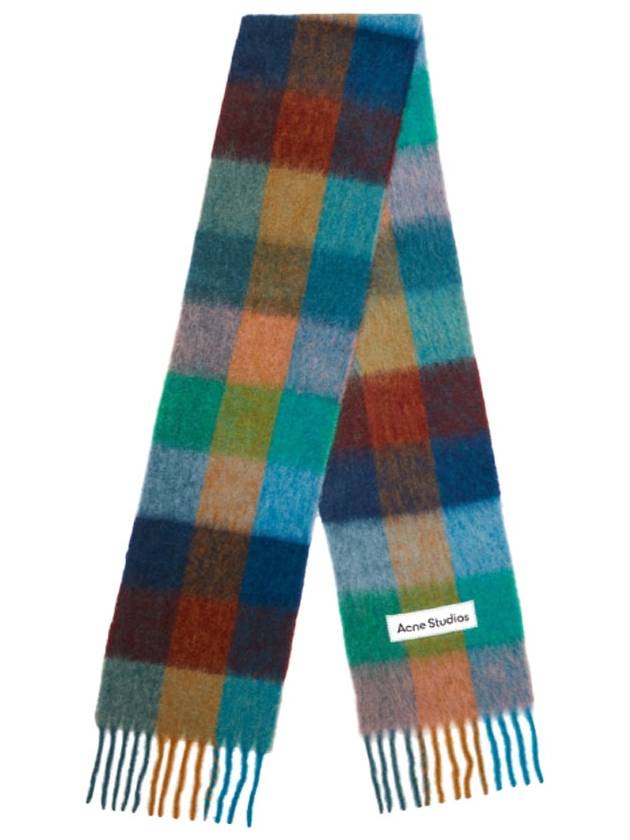 Check Mohair Muffler Turquoise Camel Blue - ACNE STUDIOS - BALAAN 3