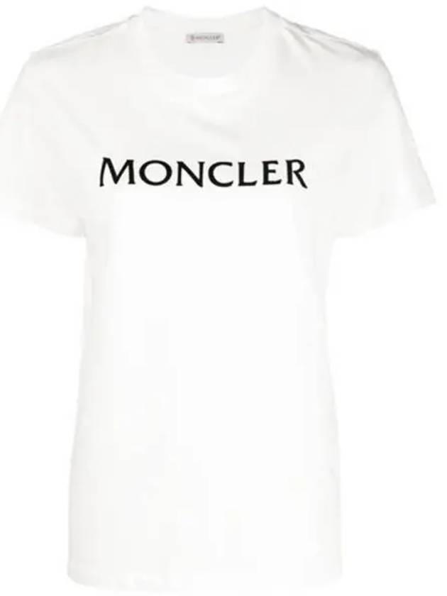 8C00012 829HP 033 Logo embroidery round short sleeve t shirt Ivory women s TJ 271716 - MONCLER - BALAAN 1