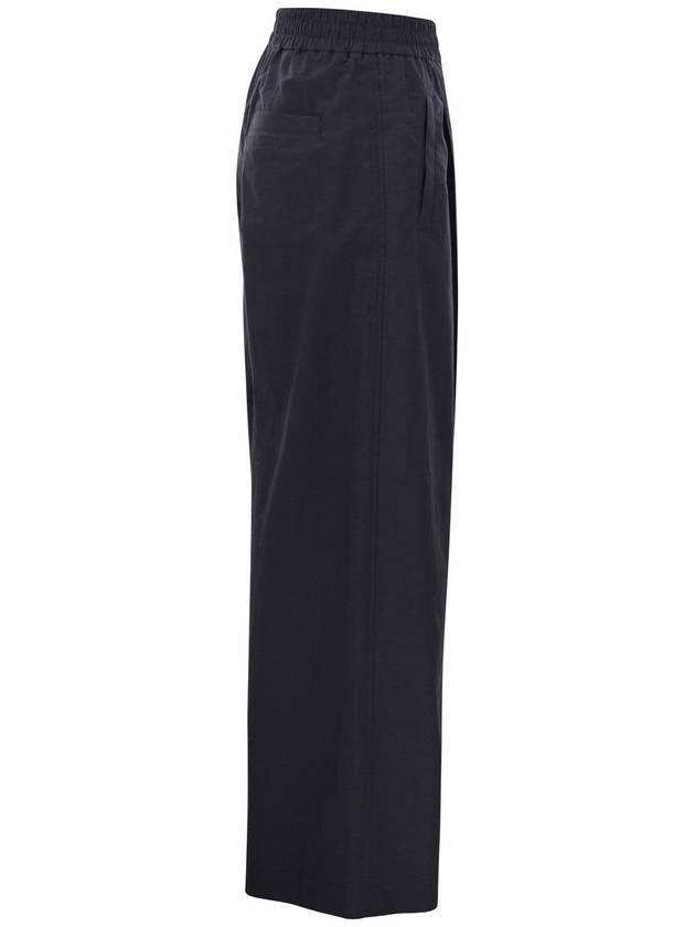 Light Cotton Wide Pants Dark Blue - BRUNELLO CUCINELLI - BALAAN 4