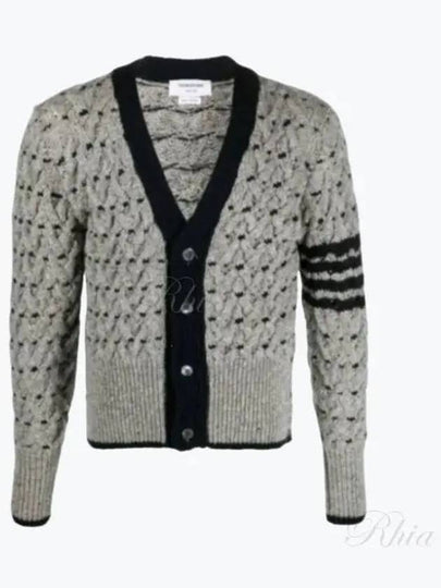 4 Bar Stripe Cable Knit Cardigan Grey - THOM BROWNE - BALAAN 2