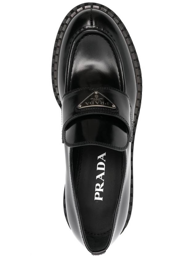 Triangle Logo Leather Loafers Black - PRADA - BALAAN 5