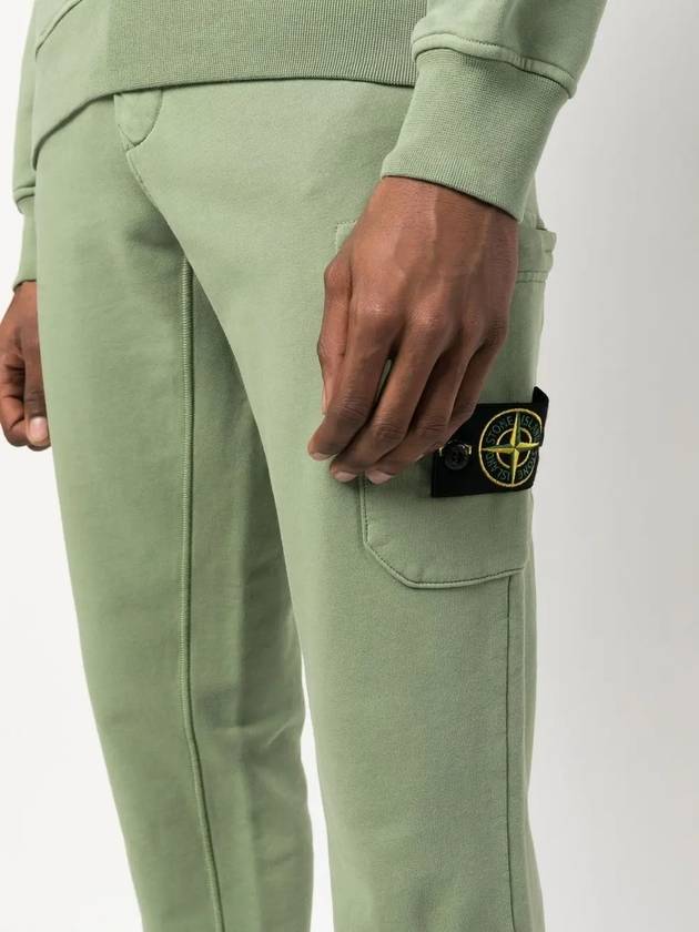 Men's Wappen Patch Cotton Fleece Track Pants Green - STONE ISLAND - BALAAN 3