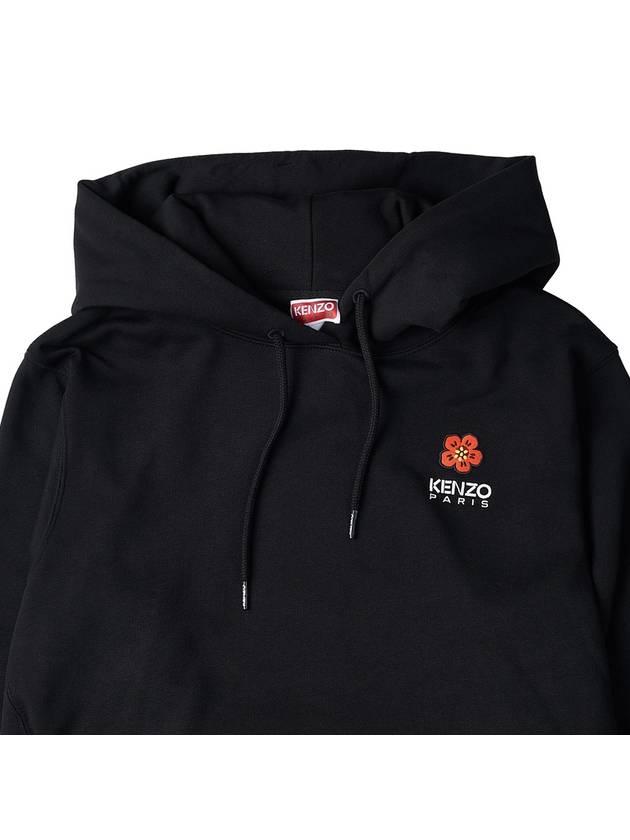 Embroidered Balk Flower Logo Hooded Top Black - KENZO - BALAAN.