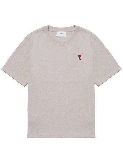 Small Heart Logo Boxy Fit Short Sleeve T-shirt Heather Light Beige - AMI - BALAAN 2