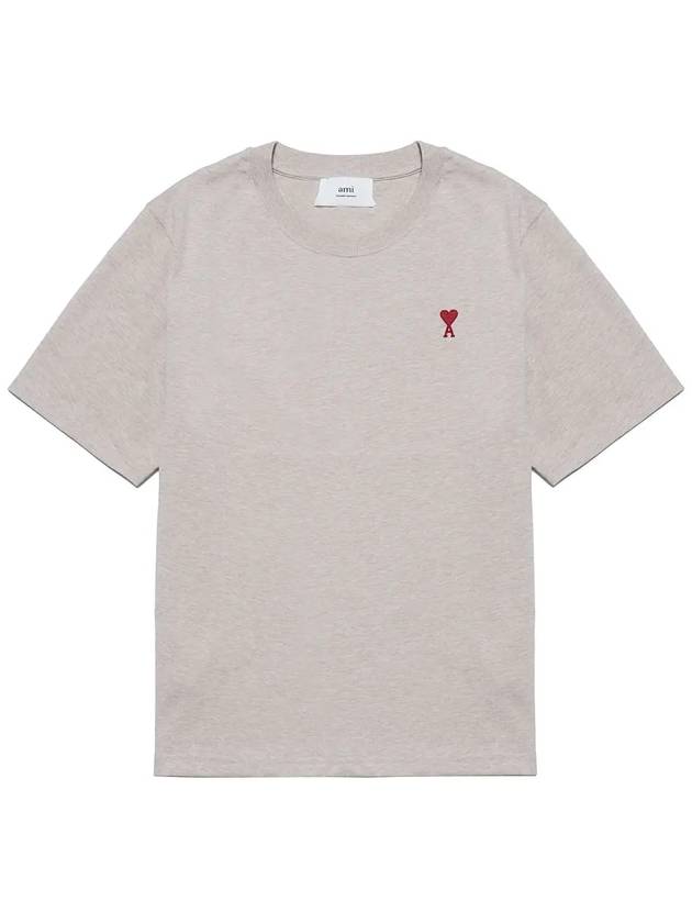 Small Heart Logo Boxy Fit Short Sleeve T-shirt Heather Light Beige - AMI - BALAAN 3