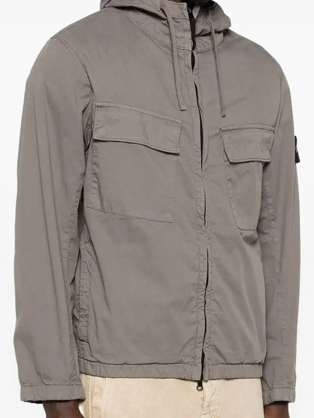 Cotton Twill Stretch Hooded Jacket Dove Grey - STONE ISLAND - BALAAN 4