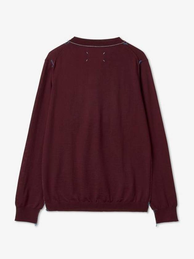 Back Stitch Crew Neck Wool Knit Top Bordeaux - MAISON MARGIELA - BALAAN 3