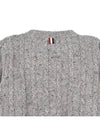 Donegal Twist Cable 4-Bar Classic Crewneck Knit Top Light Grey - THOM BROWNE - BALAAN 4