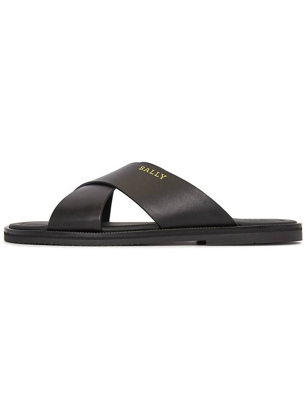 Jair Cross Strap Slider Sandals Black - BALLY - BALAAN.