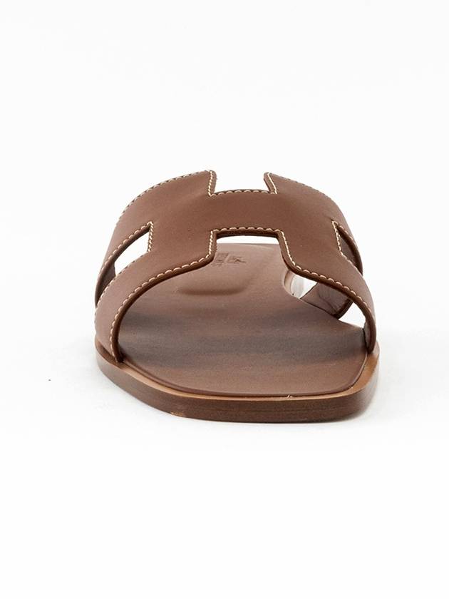 Oran Calfskin Slippers Gold Piqures Ecrues - HERMES - BALAAN 5