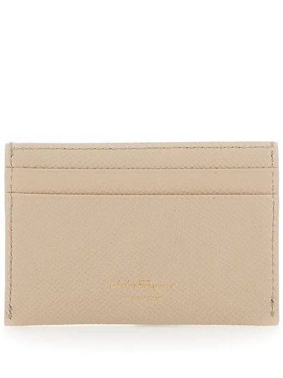 Beige Card-Holder With Gancini Detail In Hammered Leather Woman - SALVATORE FERRAGAMO - BALAAN 2