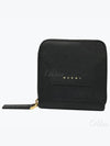 Logo Square Zip Round Half Wallet Black - MARNI - BALAAN 2