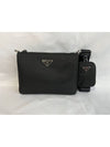 Triangle Logo Re-Nylon Saffiano Leather Shoulder Bag Black - PRADA - BALAAN 2