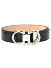 Adjustable Gancini Leather Belt Black - SALVATORE FERRAGAMO - BALAAN 1
