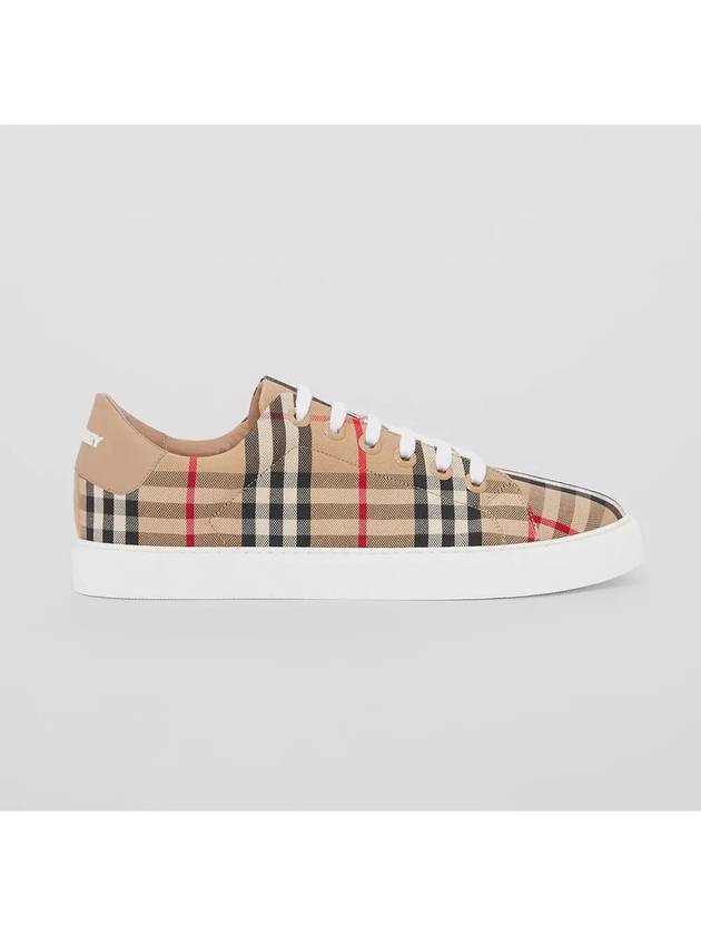 Vintage Check and Leather Sneakers Archive Beige - BURBERRY - BALAAN 4