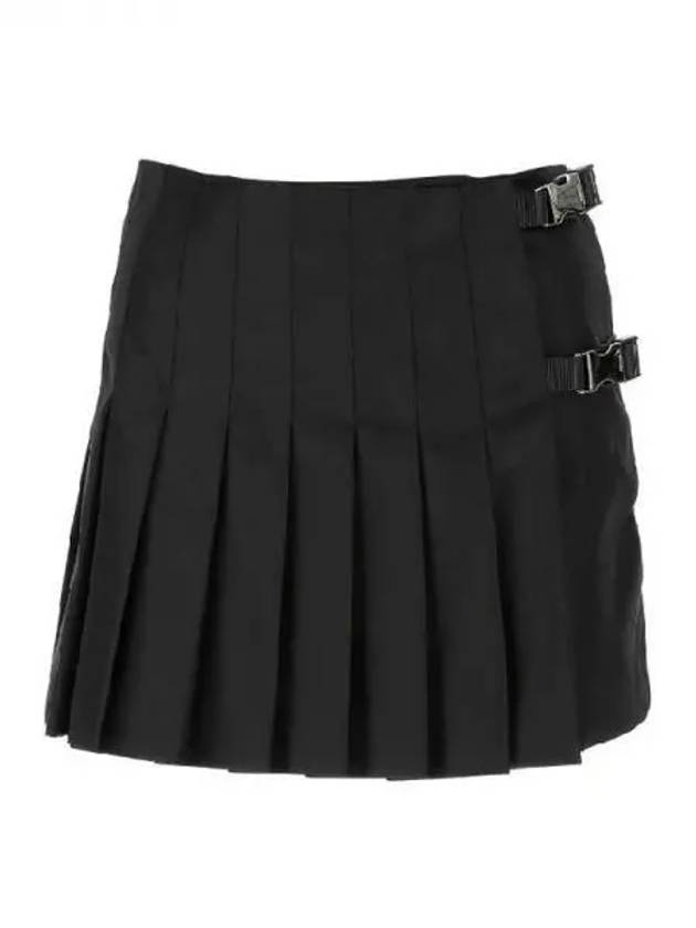 Double buckle triangle logo pleated skirt - PRADA - BALAAN 1