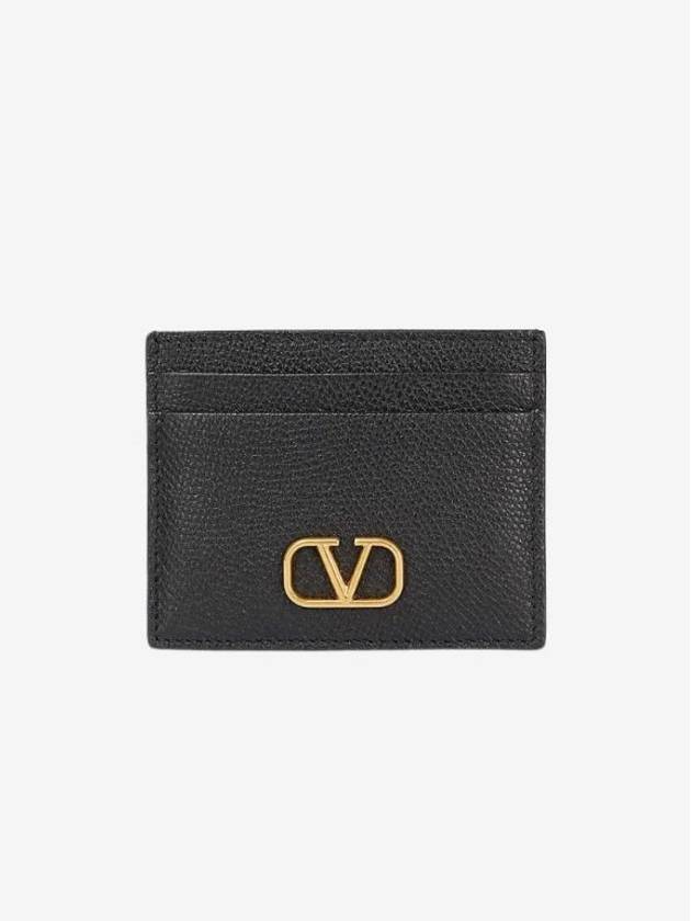 V Logo Signature Card Wallet Black - VALENTINO - BALAAN 2