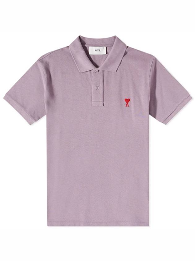 Small Heart Logo Polo Shirt Purple - AMI - BALAAN 2