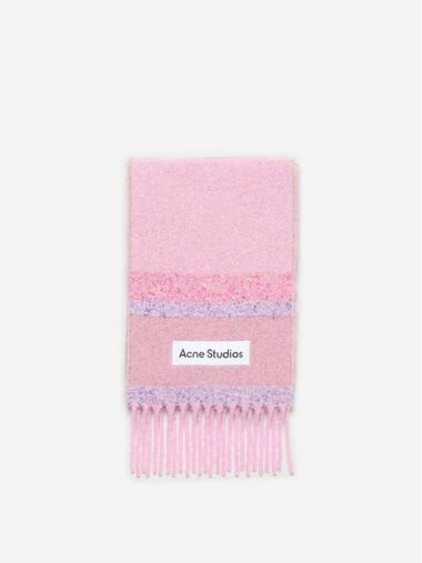 Logo Patch Fringe Muffler Pink - ACNE STUDIOS - BALAAN 1