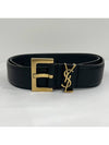 Monogram Square Buckle Leather Belt Black Gold Plated - SAINT LAURENT - BALAAN 4