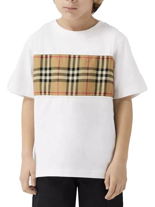 Kids Vintage Check Panel Short Sleeve T-Shirt White - BURBERRY - BALAAN 5