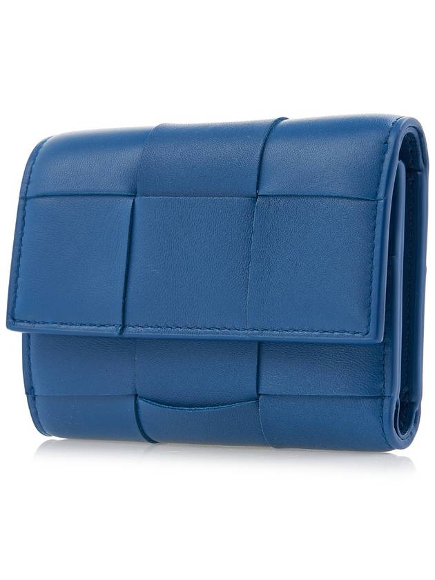 Cassette Tri-Fold Zipper Half Wallet Blue - BOTTEGA VENETA - BALAAN 3