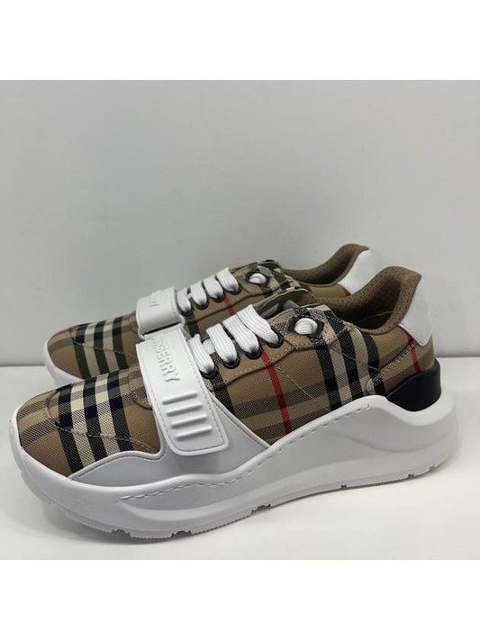 Vintage Check And Leather Sneakers White Archive Beige - BURBERRY - BALAAN 2