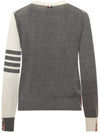 Women's Fun Mix 4 Bar Crew Neck Knit Top Grey - THOM BROWNE - BALAAN 4