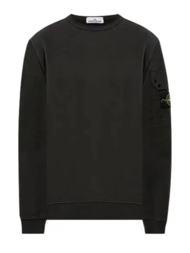 Brushed Organic Cotton Fleece Sweatshirt Grey - STONE ISLAND - BALAAN 2