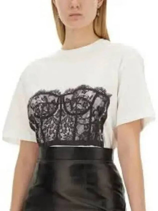 Lace corset short sleeve t shirt white 689062909 - ALEXANDER MCQUEEN - BALAAN 1