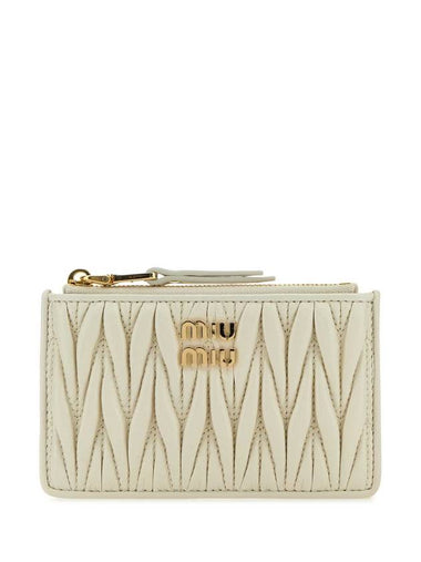 Matelasse Leather Card Wallet White - MIU MIU - BALAAN 1