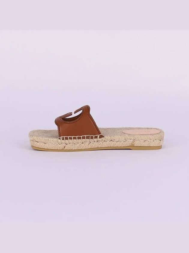 Interlocking G Cut Out Leather Slide Brown - GUCCI - BALAAN 4