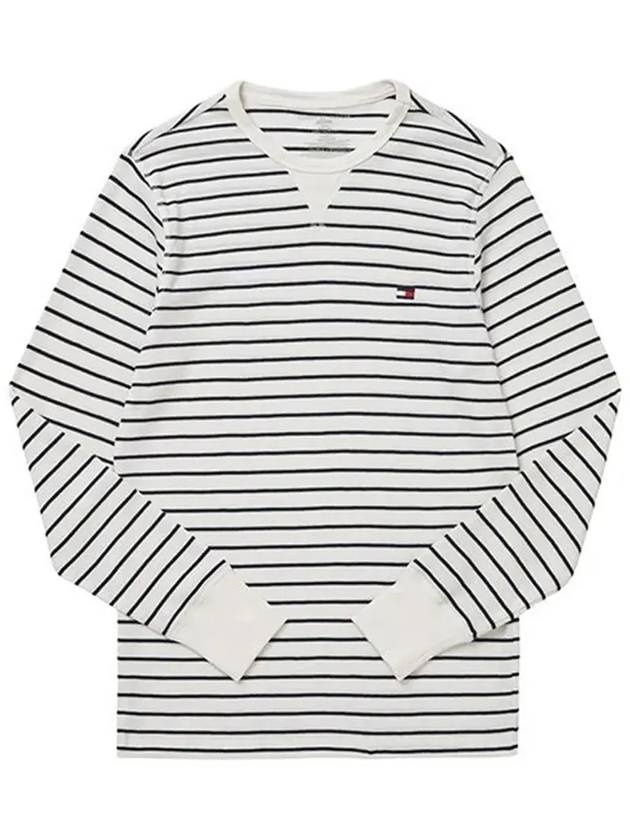 Men's Thermal Stripe Lounge Crew Neck Long Sleeve T-Shirt Ivory - TOMMY HILFIGER - BALAAN 4