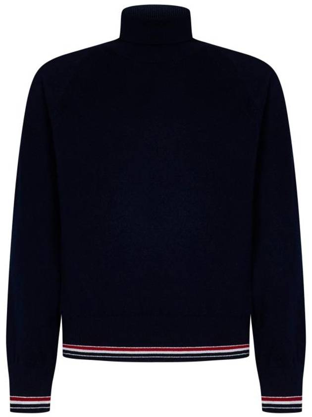 Striped Detail Cashmere Turtleneck Navy - THOM BROWNE - BALAAN 2