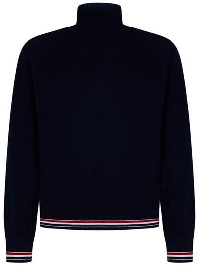 Striped Detail Cashmere Turtleneck Navy - THOM BROWNE - BALAAN 2