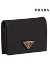 Small Saffiano Leather Half Wallet Black - PRADA - BALAAN 3