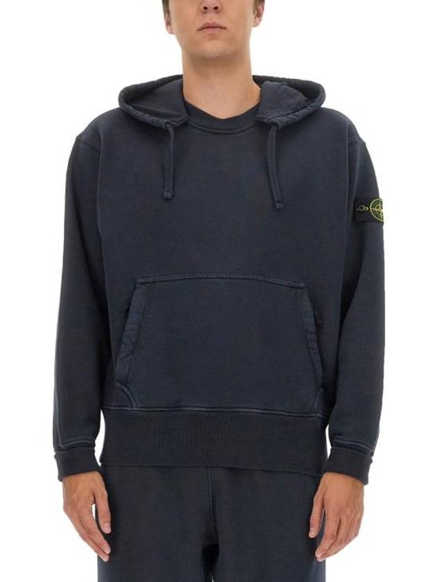 Men's Oversized Cotton Hoodie Navy - STONE ISLAND - BALAAN 2