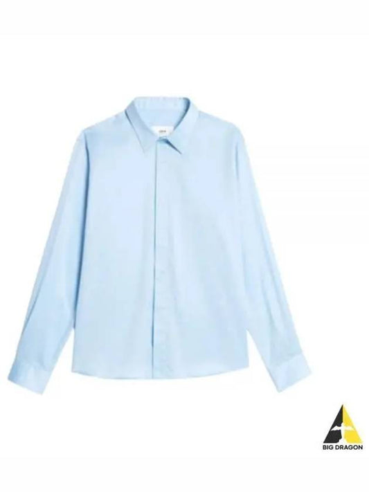 Hidden Button Long Sleeve Shirt Sky Blue - AMI - BALAAN 2