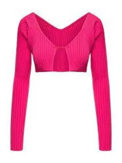 La Maille Pralu Micro Charm Logo Cardigan Pink - JACQUEMUS - BALAAN 2